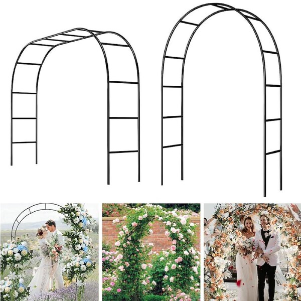 SpringUp Garden Arch Climbing Plants Support Flower Arbour Pergola Trellis Archway Party(Black, White) Black