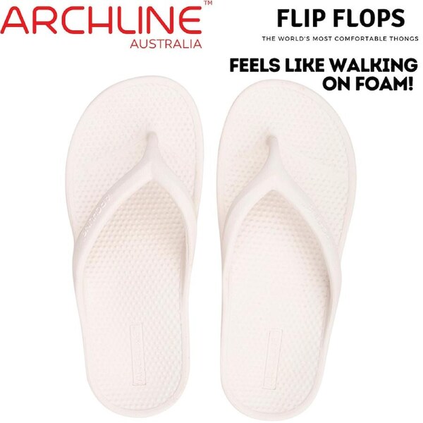 Archline Orthotic Foam Thongs Arch Support Flip Flops Orthopedic Rebound - White EUR 44