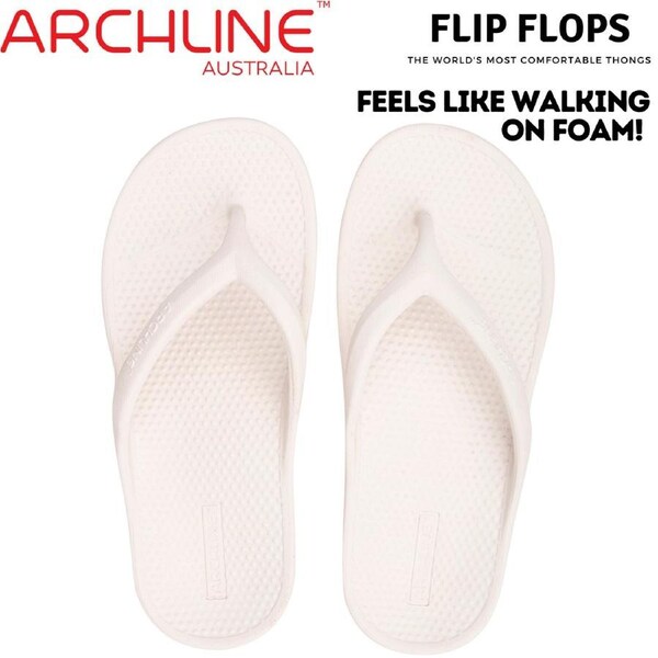 Archline Orthotic Foam Thongs Arch Support Flip Flops Orthopedic Rebound - White EUR 45