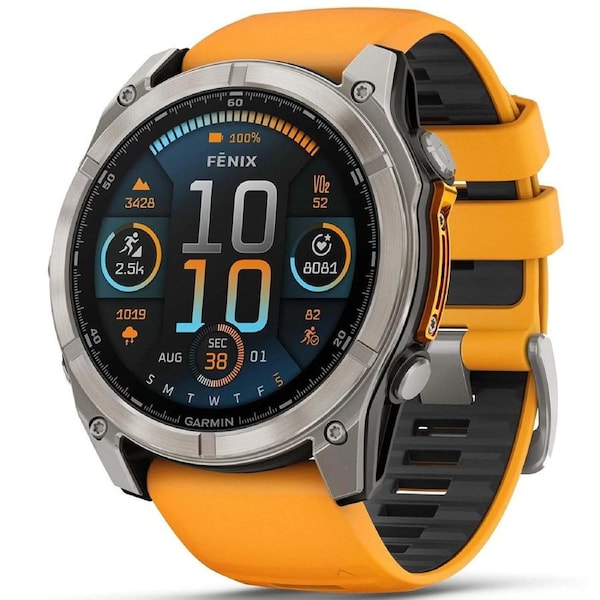 Garmin Fenix 8 51mm AMOLED Sapphire, Titanium with Spark Orange/Graphite Silicone Band