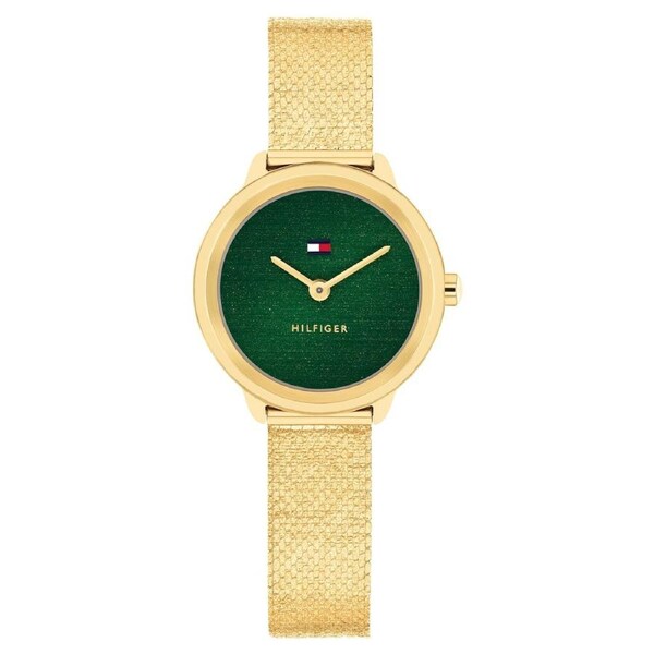 Tommy Hilfiger Gold Steel Mesh Green Dial Women's Watch - 1782812
