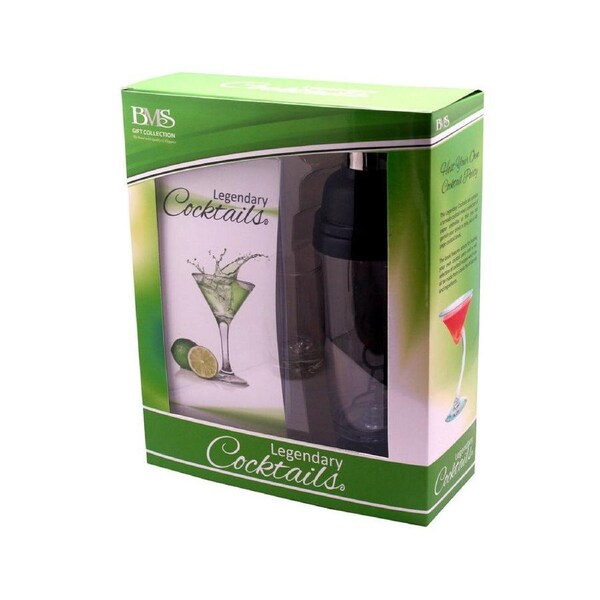 2pc BMS Gifts Legendary Cocktails Gift Set Tornado Mixer w/108 Page Recipe Book