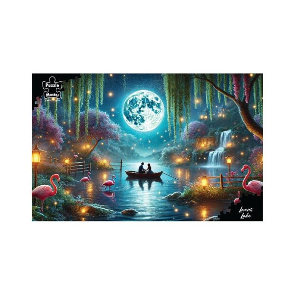 1000pc Puzzlemaster Jigsaw Puzzle Lovers Lake Moonlit Night Romance 12y+