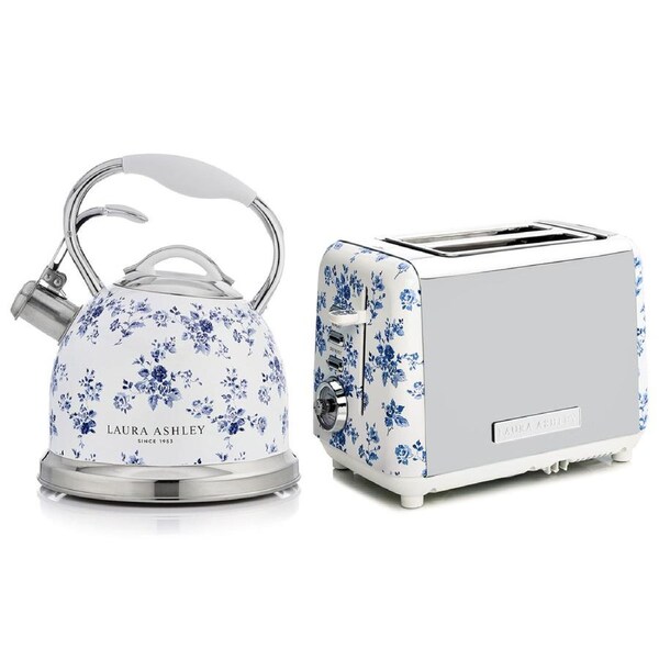 Laura Ashley China Rose 2.5L/10 Cup Kettle & 2 Slice Bread Toaster Combo Set