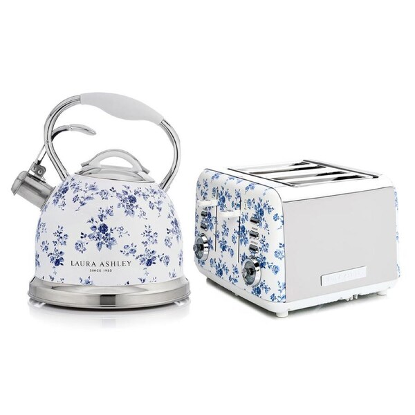 Laura Ashley China Rose 2.5L/10 Cup Kettle & 4 Slice Bread Toaster Combo Set