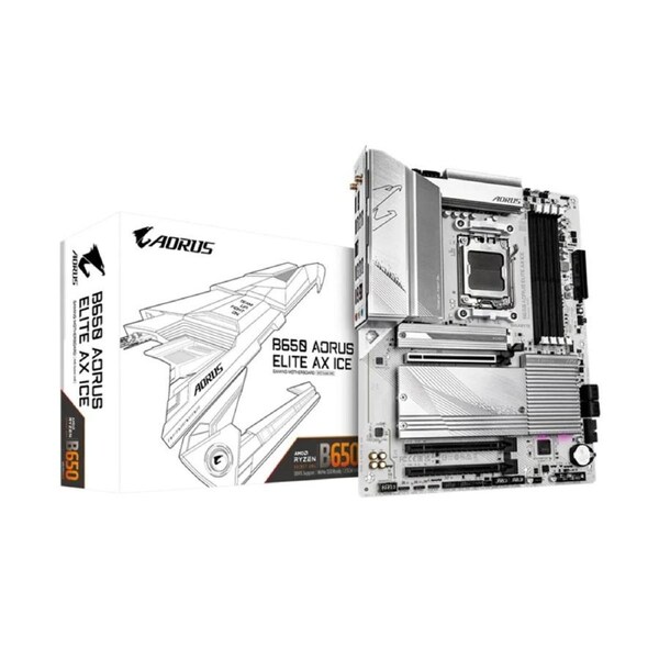 Gigabyte B650 AORUS ELITE AX ICE AMD B650 AM5 ATX Motherboard 4x DDR5~192GB,3x PCIe x16, 3x M.2, 4x SATA 6, 2x USB 3.2, 1x USB-C, 2x USB 2.0