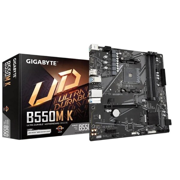 Gigabyte B550MK AMD AM4 M-ATX Motherboard 4x DDR4~128GB,1x PCIe x16, 1 x PCIe x1, 2x M.2, 4x SATA , 4x USB 3.2, 4x USB 2.0