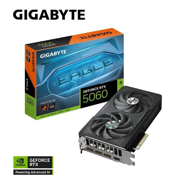 Gigabyte GeForce RTX 5060 GV-N5060EAGLEMAX OC-8GD, GDDR7, 2550MHz