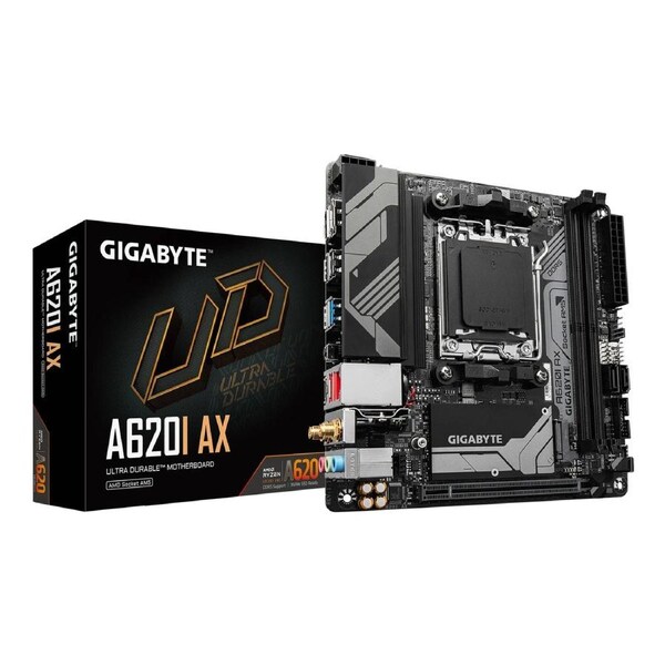 Gigabyte M/B A620I AX 1.0, AMD AM5, 2 x DDR5 up to 128 GB, 1 x HDMI, 1 x PCI Express x16, 1 x M.2, 2 x SATA, 4x USB 3.2