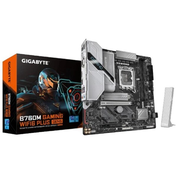 Gigabyte B760M GAMING WIFI6 PLUS GEN5 Intel LGA 1700 m-ATX Motherboard, 2xDDR5 ~128GB, 1xPCI-E x16, 1xPCI-E x1, 2xM.2, 4xSATA, 5xUSB 3.2, 2xUSB 2.0