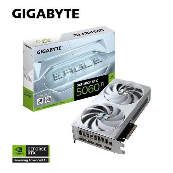 Gigabyte GeForce RTX 5060 Ti EAGLE OC ICE 8G, 2617 MHz, 28 Gbps, GDDR7, 128 bit, PCI-E 5.0, ATX, PSU 650W, DisplayPort 2.1b *3, HDMI 2.1b *1
