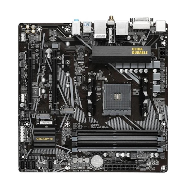 Gigabyte B550M DS3H AC AM4 Ryzen mATX Motherboard, 4x DDR4, 3x PCI-e, 2x M.2, 4x SATA III, RAID 0/1/10, 4x USB 3.2, 4x USB 2.0