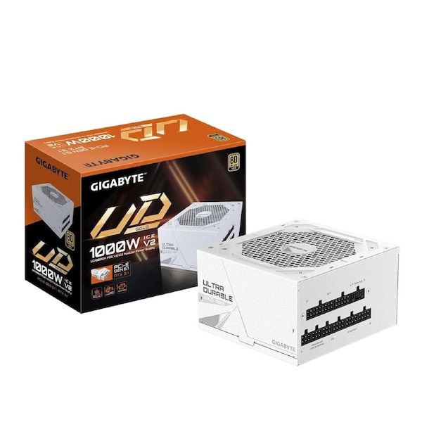 Gigabyte UD1000GM PG5 ICE 1000W ATX PSU Power Supply 80+ Gold >90% 120mm Fan Black Flat Cables Single +12V >100K Hrs