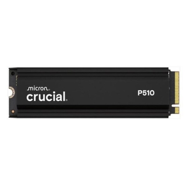Crucial P510 2TB Gen5 2280 NVMe M.2 SSD w Heatsink 10,000 / 8,700 MB/s R/W 1200TBW 1.4M IOPS 1.5M hrs MTTF Full-Drive Encryption 5yrs