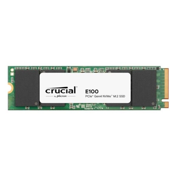 Crucial E100 2TB Gen4 NVMe SSD 5000/4500 MB/s R/W 100TBW 350K/460K IOPS 1M hrs MTTF M.2 2280 PCIe4 3yrs ~Crucial P3 Plus