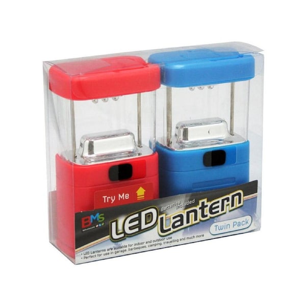2PK BMS Gifts LED Lantern Set Indoor Outdoor Camping Accessory Red/Blue