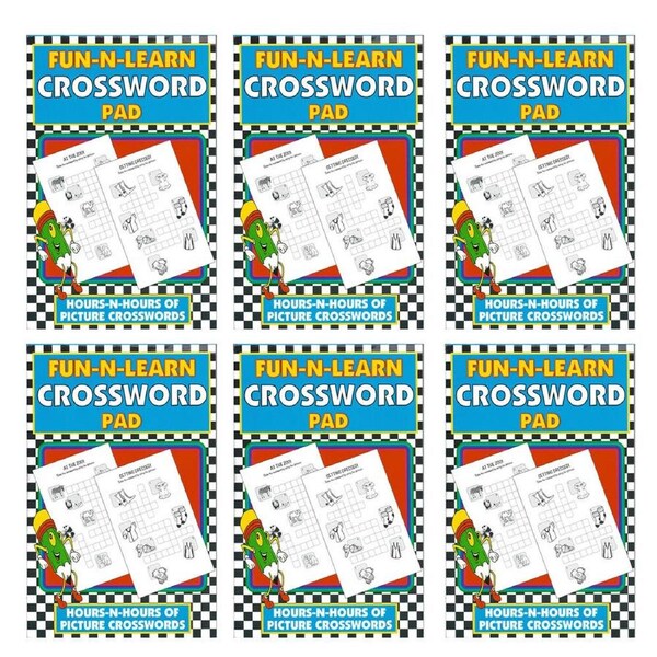 6PK BMS Gifts Fun-N-Learn Picture Crossword Pad/Puzzle Book Paperback 8y+