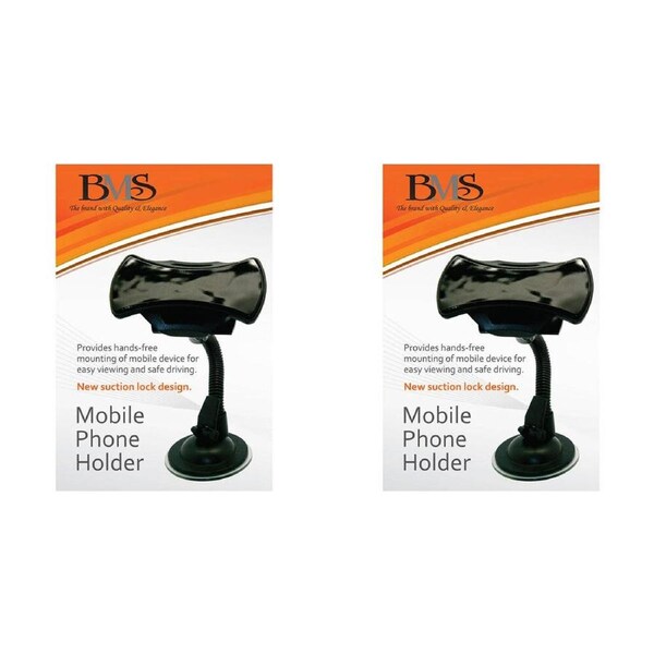 2PK BMS Gifts Mobile Phone Holder Windscreen Suction Mount w/360 Degree Rotation