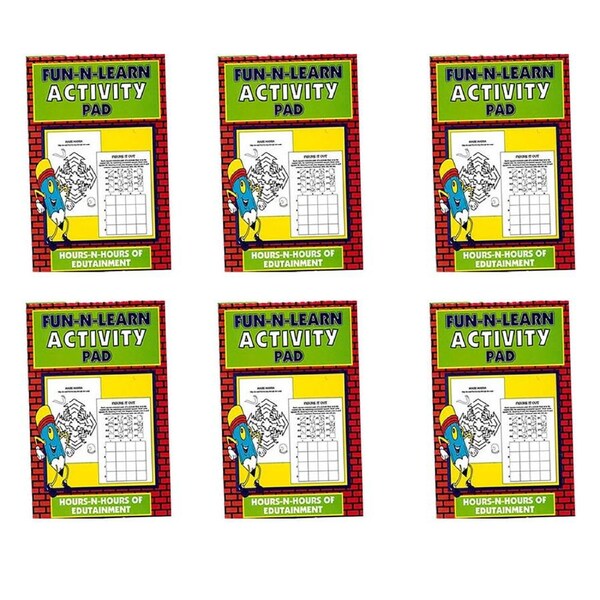 6PK BMS Gifts Fun-N-Learn Activity Pad Colourful Puzzles for Kids Paperback 8y+