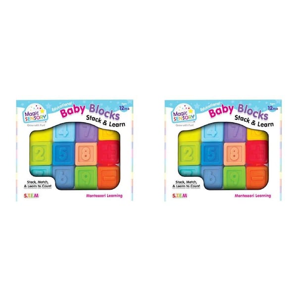 2x 12pc Magic Sensory Montessori Learning Numbered Colourful Baby Blocks 12m+