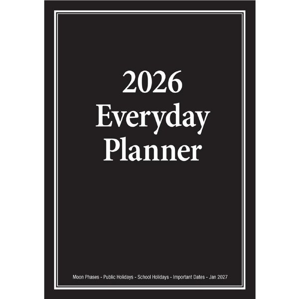 2026 Planner Everyday A4 Month to View Black, Bartel BG603