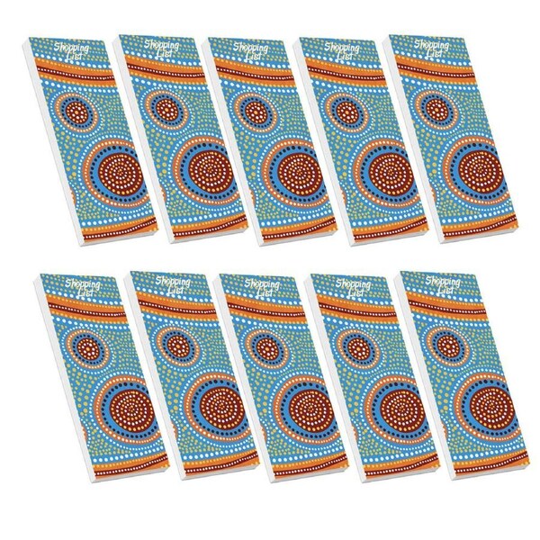 10PK Aboriginal/Indigenous Pattern Shopping List Jotter Tall Multi-Page Notepad