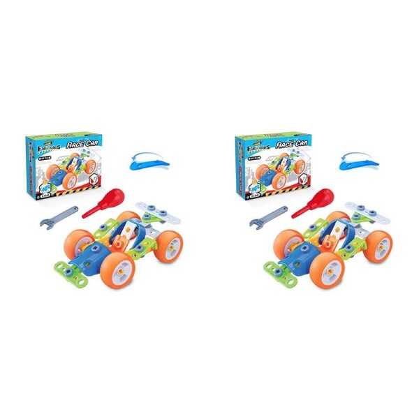 2x 60pc Construct-It Flexibles Build Race Car Building Toy Set STEM w/Tools 5y+