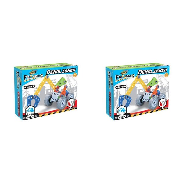 2x 74pc Construct-It Flexibles Building Set Demolisher w/Tools Kids STEM Toy 5y+