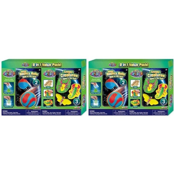 2PK Creative Kids Science Kit Bouncy Balls Creepy Creatures Glow in the Dark 6y+