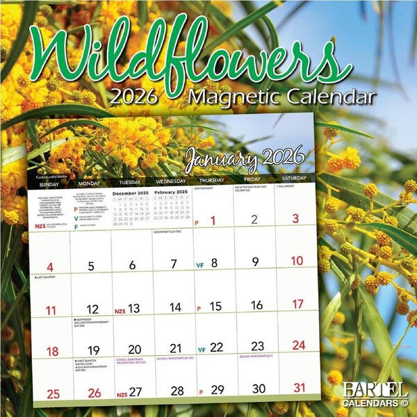 2026 Calendar Wildflowers Magnetic Wall, Bartel MC601