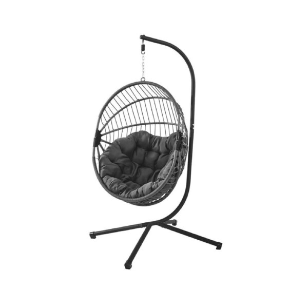 MIUZ Egg Chair Swing with Stand Outdoor Indoor Furniture Lounge Wicker Cushion