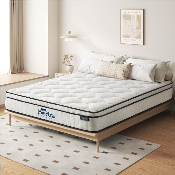 Bedra Double King Single Queen King Mattress Euro Top Boucle Fabric Bed Medium 22cm Queen