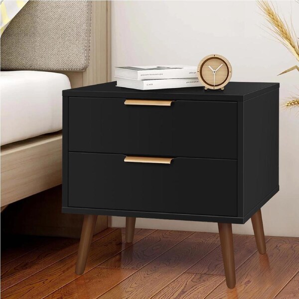 ALFORDSON Bedside Table Nightstand Side Storage Cabinet Scandinavian Black Black