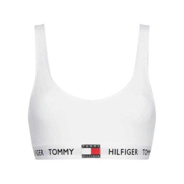 Tommy Hilfiger Crop Top Logo Underband Organic Cotton Bralette Tank - White L