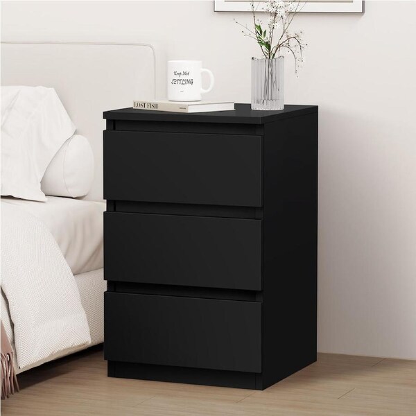 ALFORDSON Bedside Table 3 Drawers Black