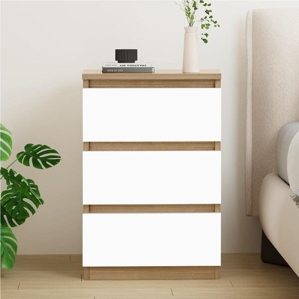 ALFORDSON Bedside Table 3 Drawers Wood and White