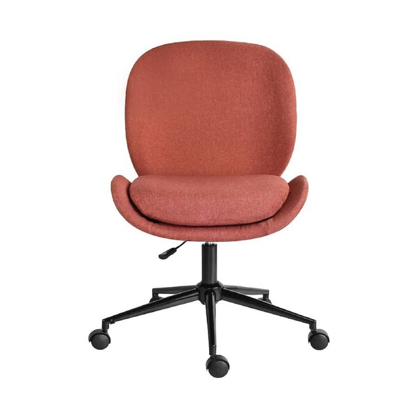 Office Desk Chair - Linen Fabric Armless Swivel Study Seat OVOID EARTHY RED