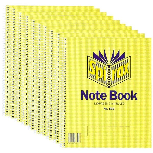 Spirax 592 Notebook Spiral Bound Side Opening 222x178mm 120 Page Pack 10