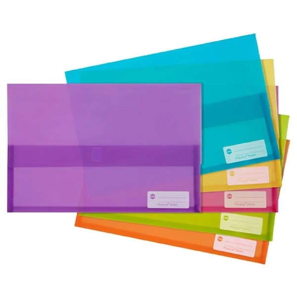 Marbig Polypick Foolscap Document Wallet Assorted Pack 12