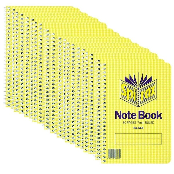 Spirax 564 Notebook Spiral Bound Side Opening 167x114mm 80 Page Pack 20