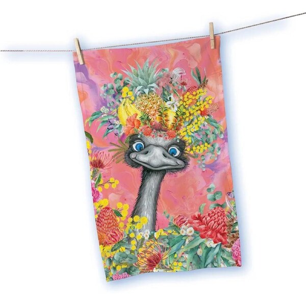Lisa Pollock - Tea Towel Happy Emu