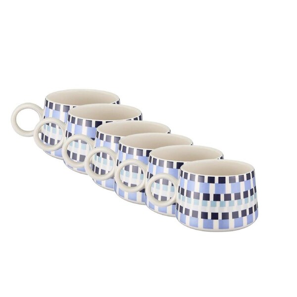 6PK Maxwell & Williams Mosaic Mug 400ml Coffee/Tea Cup Microwave Safe Blue