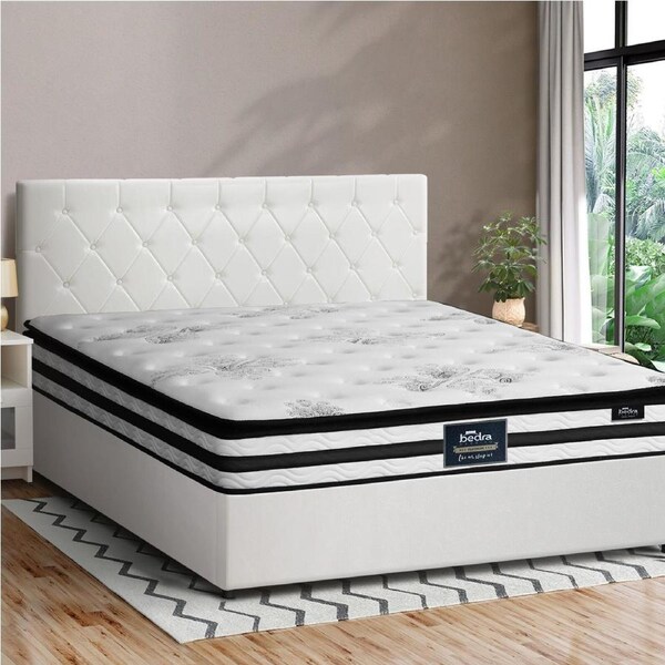Oikiture Bed Frame King Size Gas Lift Base Upholstered Platform with Storage Mattress Leather White