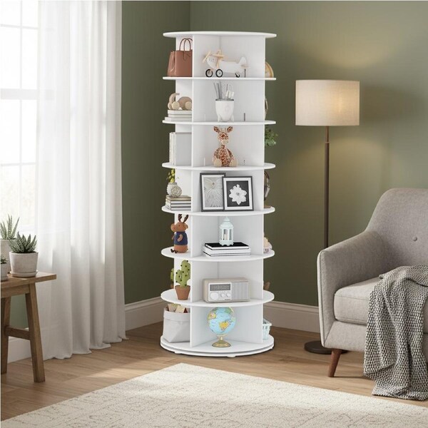 7 Tier Shoe Rack Tower 360 Rotating Book Storage Lazy Susan Display Rack