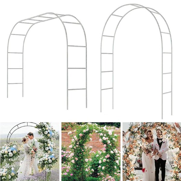SpringUp Garden Arch Climbing Plants Support Flower Arbour Pergola Trellis Archway Party(Black, White) White