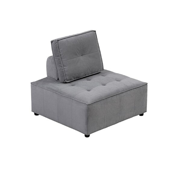 Foret 86cm Armless Seat Modular Extension Ottoman Couch Velvet Sofa 4 Colors Light Grey