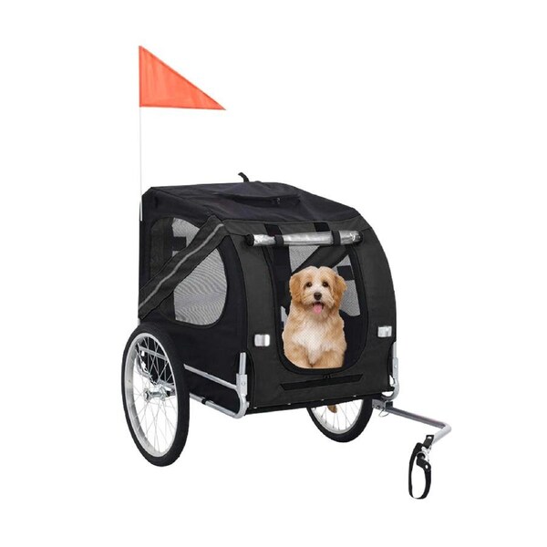 TOPET Pet Stroller Bicycle Trailer Pram Pet Jogger Dog Cat Size Small to Medium Bicycle Trailer - Black