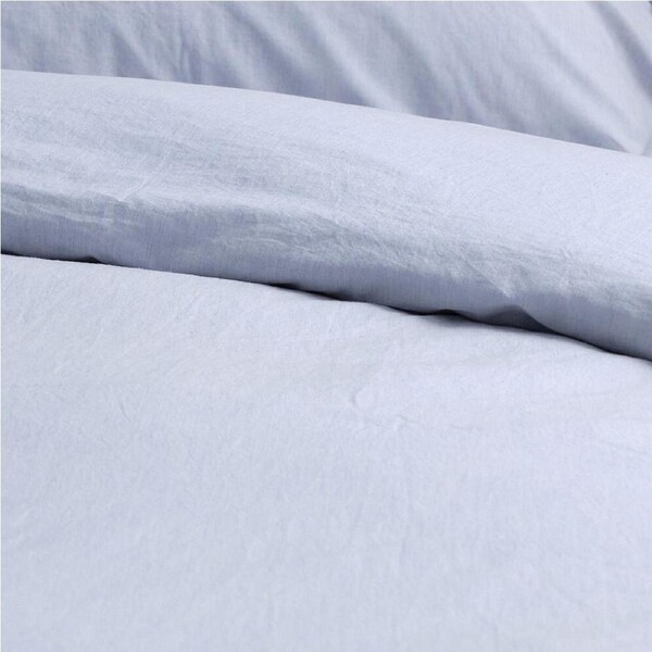 Canningvale Vintage Softwash Quilt Cover Set Misty Blue Melange Single