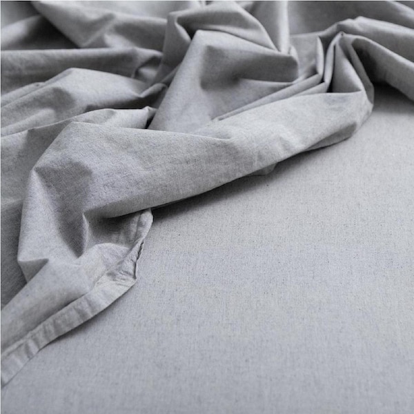 Canningvale Vintage Softwash Cotton Sheet Set Smokey Grey Melange Double