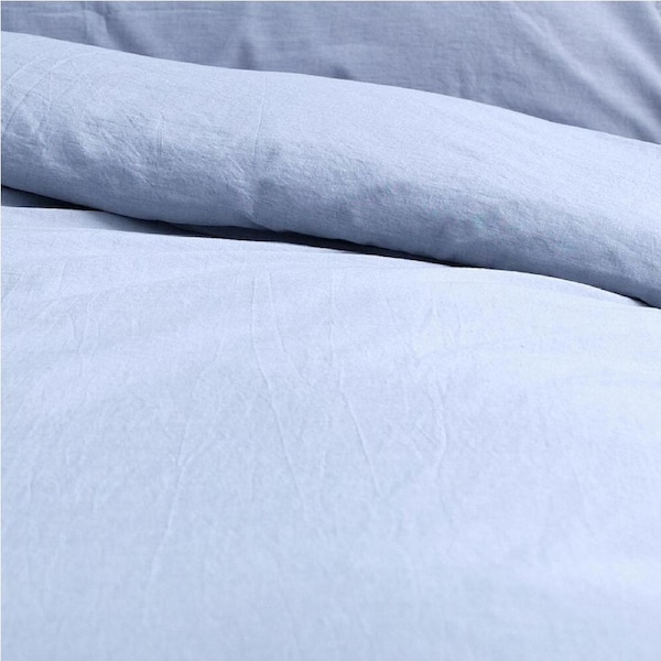 Canningvale Vintage Softwash Cotton Quilt Cover Set Denim Melange Single